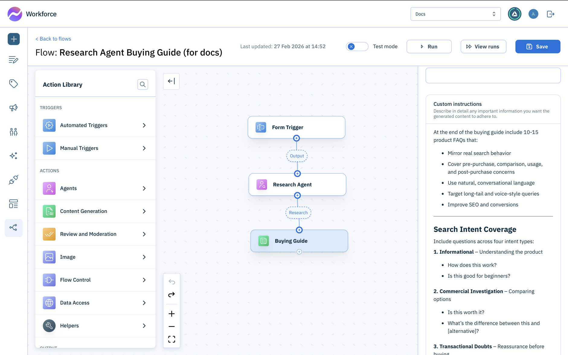 Adding the custom instructions