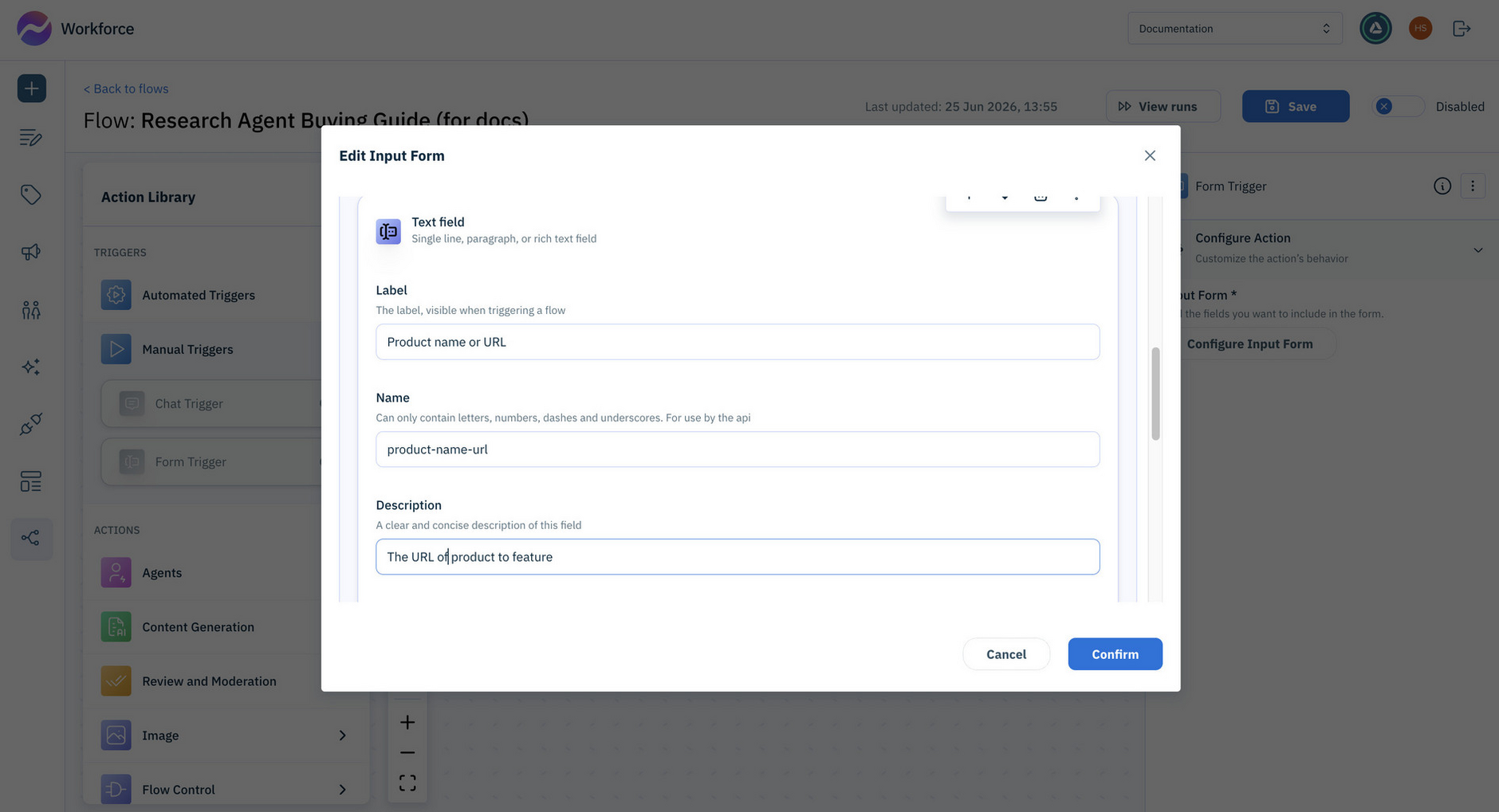 Configuring the form