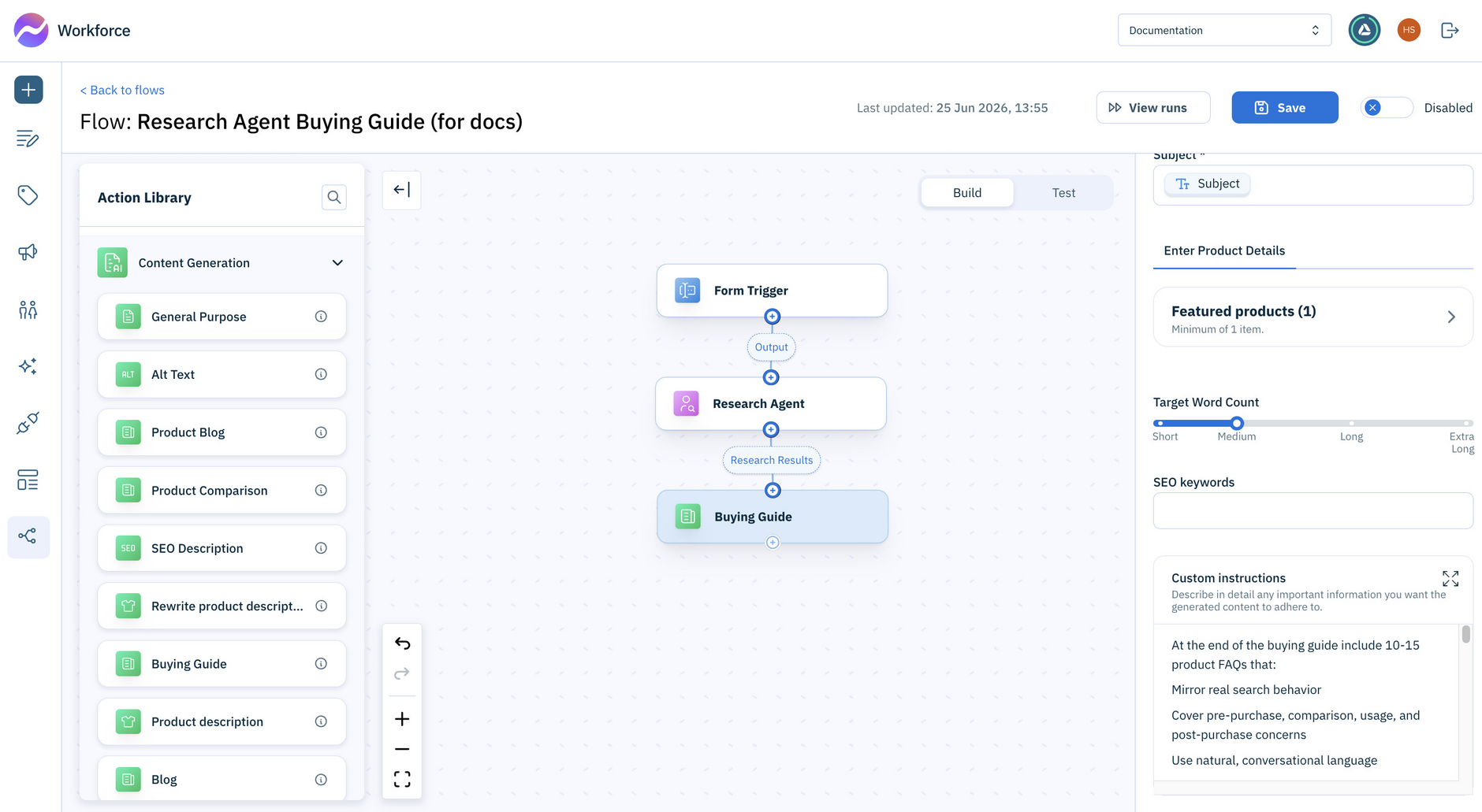 Adding the custom instructions
