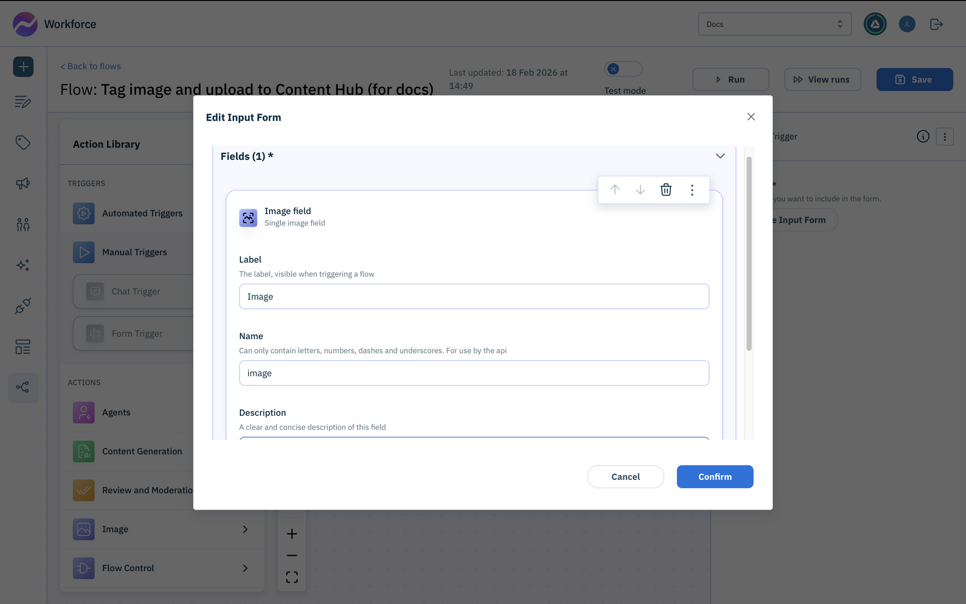 Configure the form trigger used to start the flow