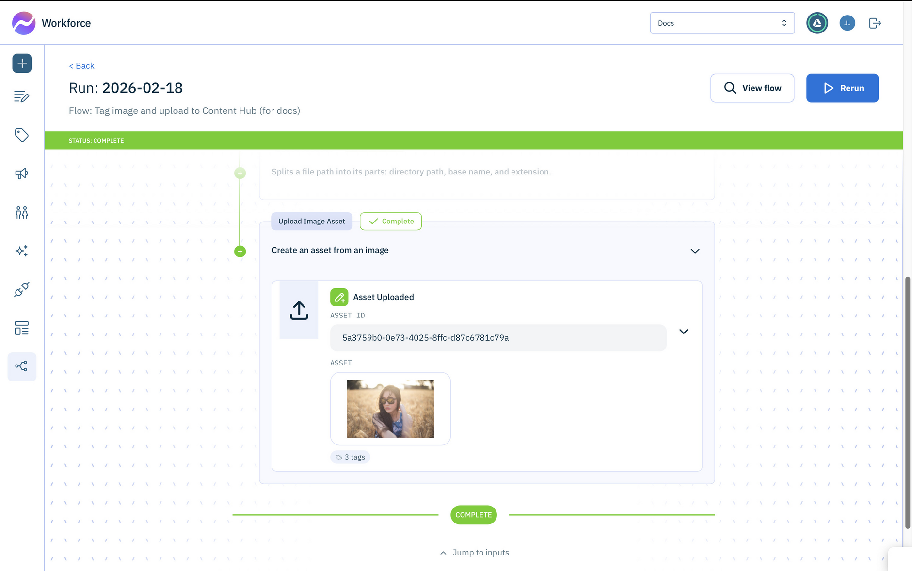 The flow in the process of uploading an image