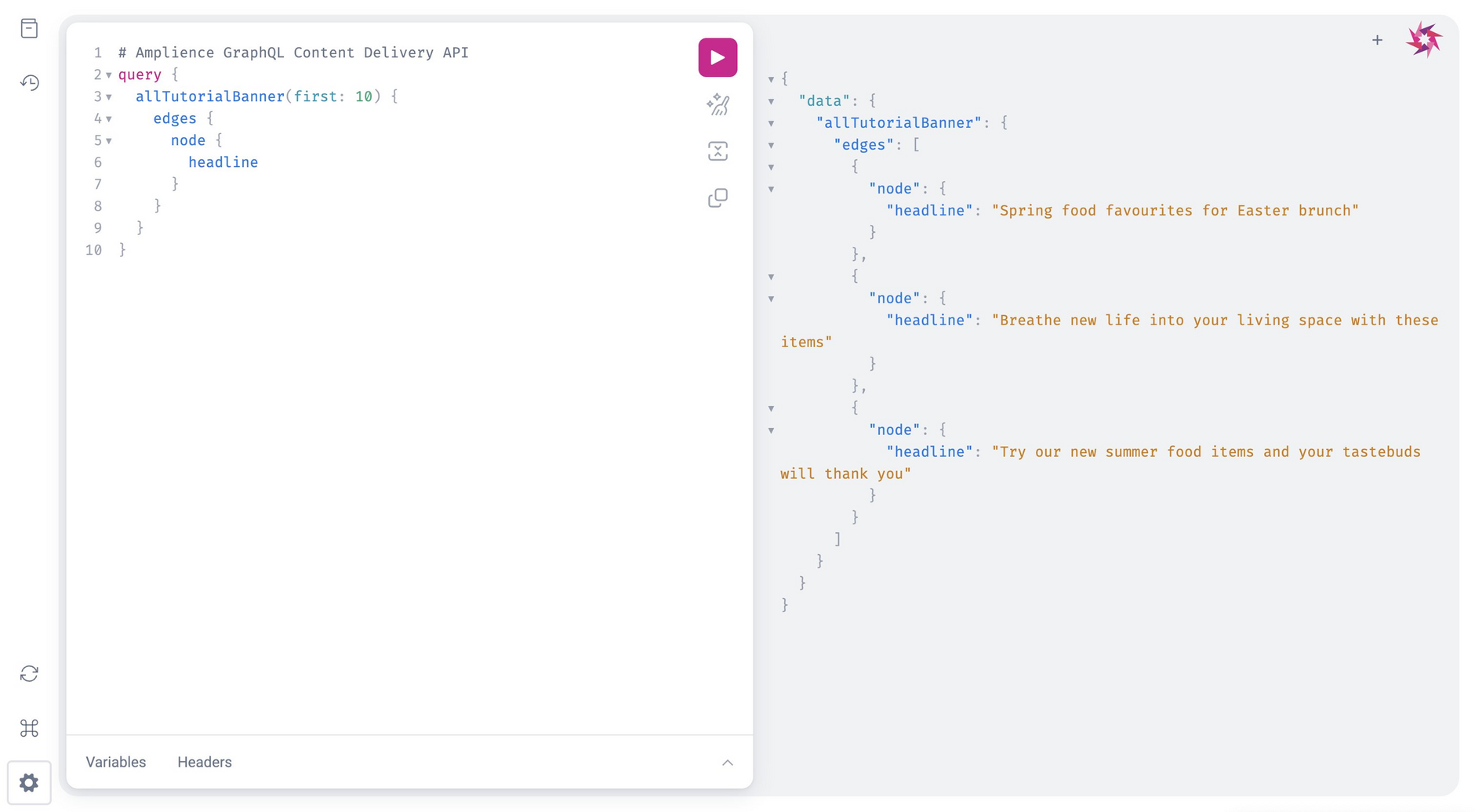 Running a query in the playground launched with a VSE URL