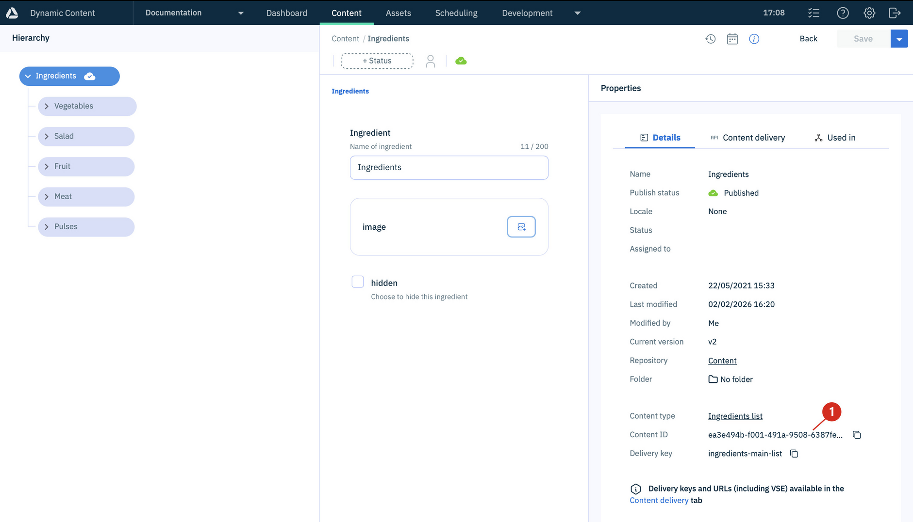 Finding the content item id of the node from which the hierarchy can be browsed.