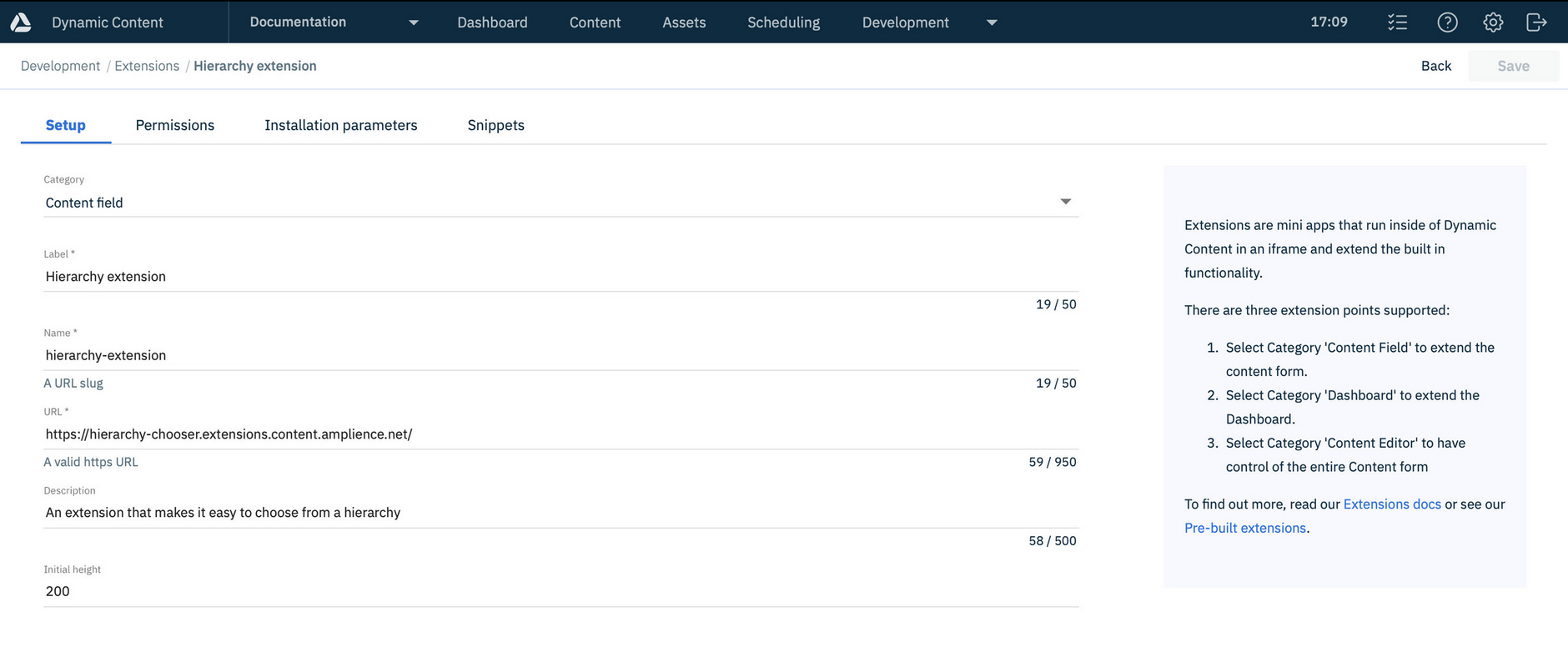 Registering the hierarchy extension.