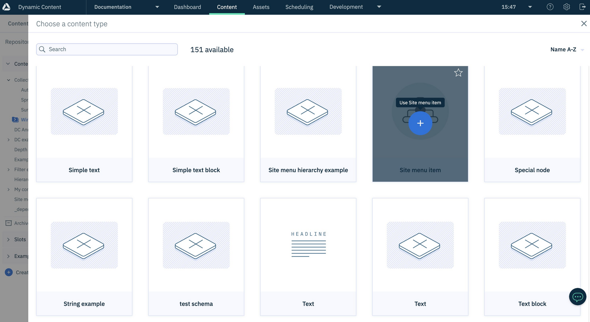 Choosing the content type from which to create a hierarchy