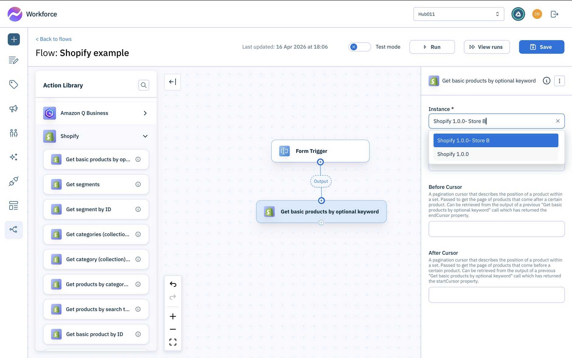 Using commerce actions in Workforce Flows