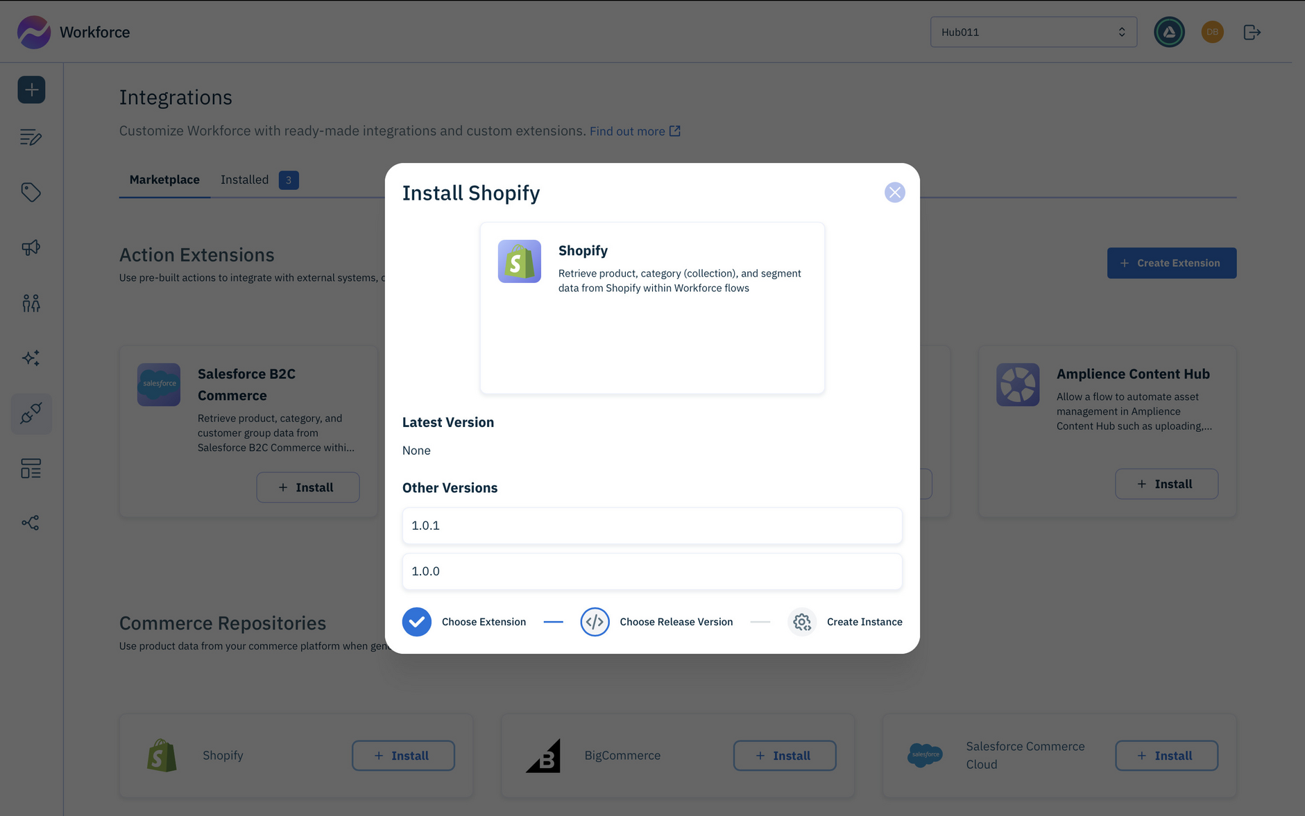 You can choose between multiple versions of an extension