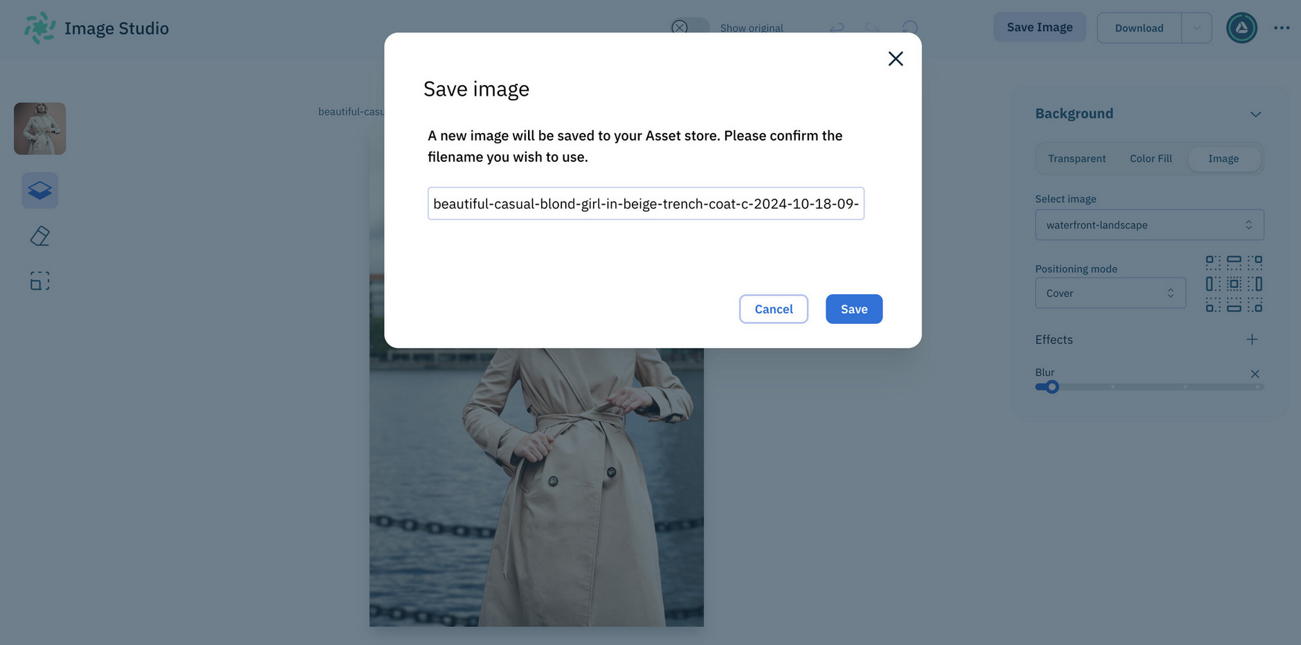 Save image in Image Studio