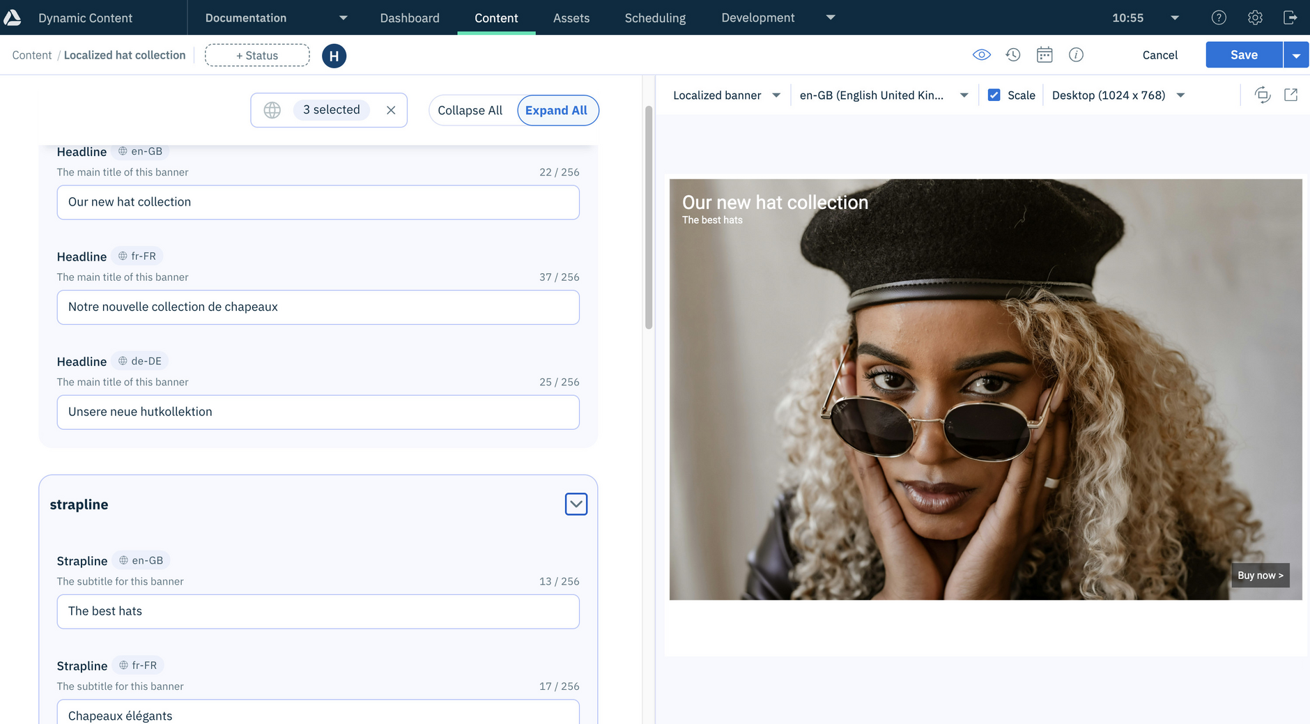 A simple banner with localizable text and images