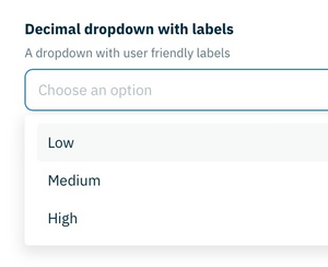 A dropdown list with labels