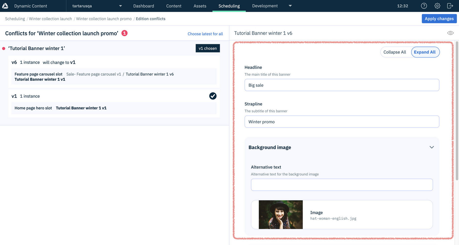 Next Gen Authoring experience in edition conflicts screen