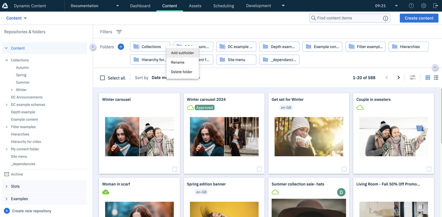 Adding a subfolder within collections.
