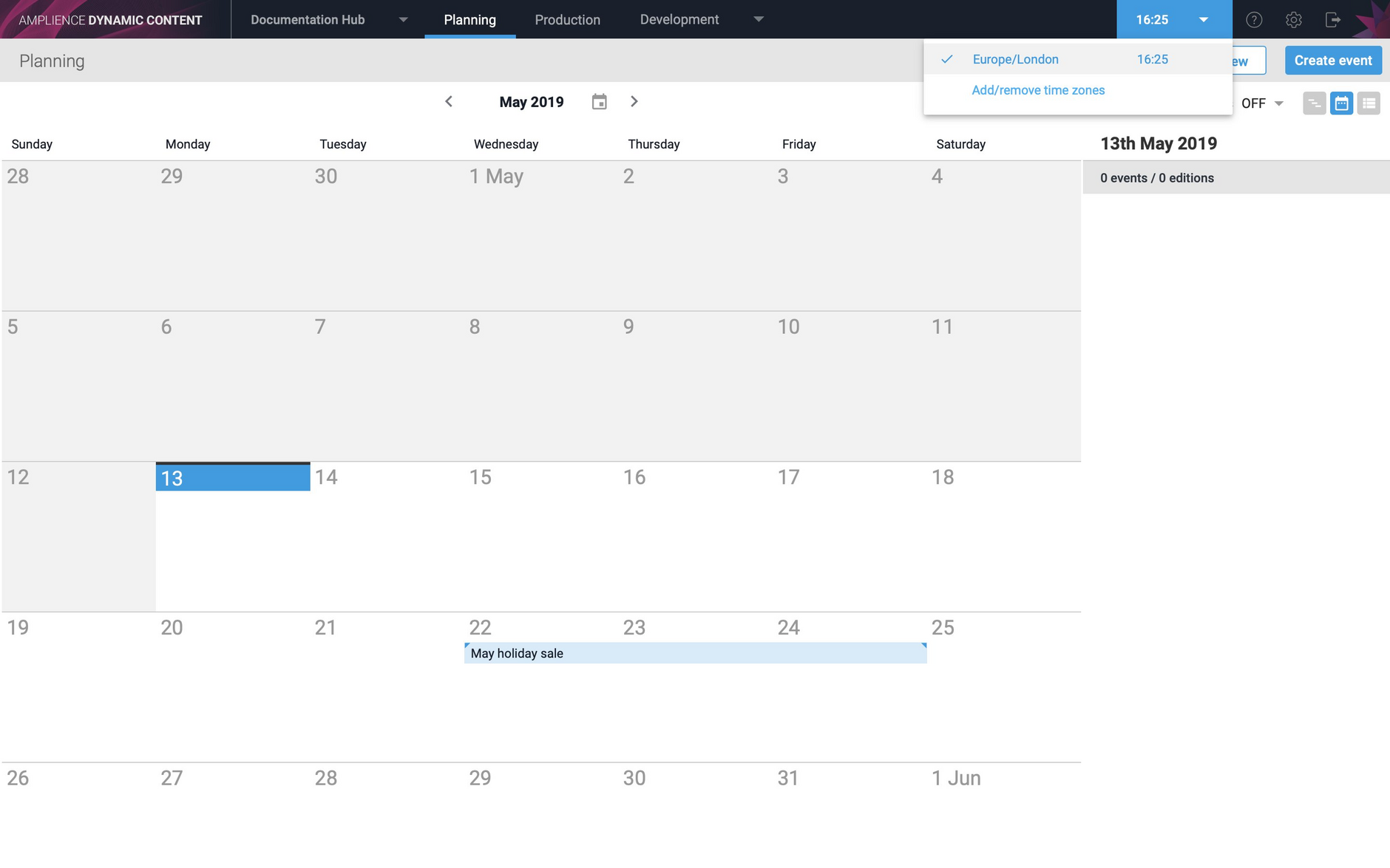 Choosing to view and add time zones