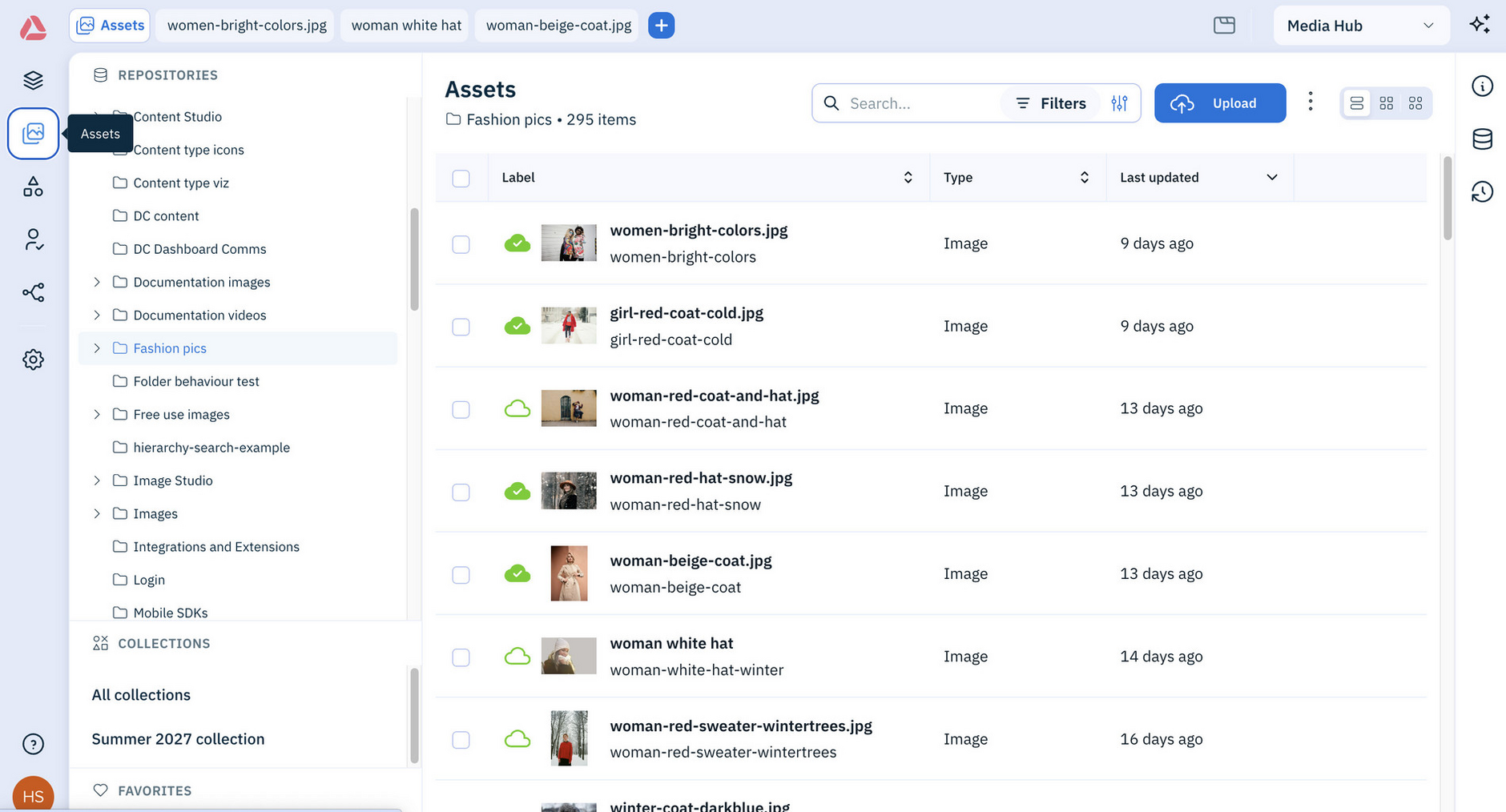 Amplience Content Operations Platform showing Assets library