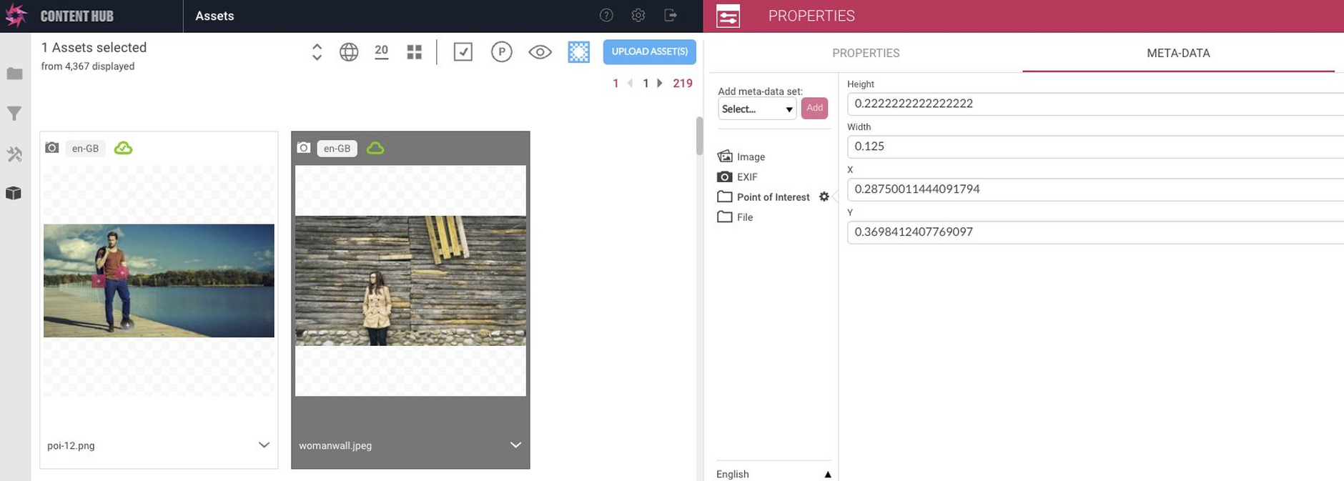 Viewing POI metadata in Content Hub