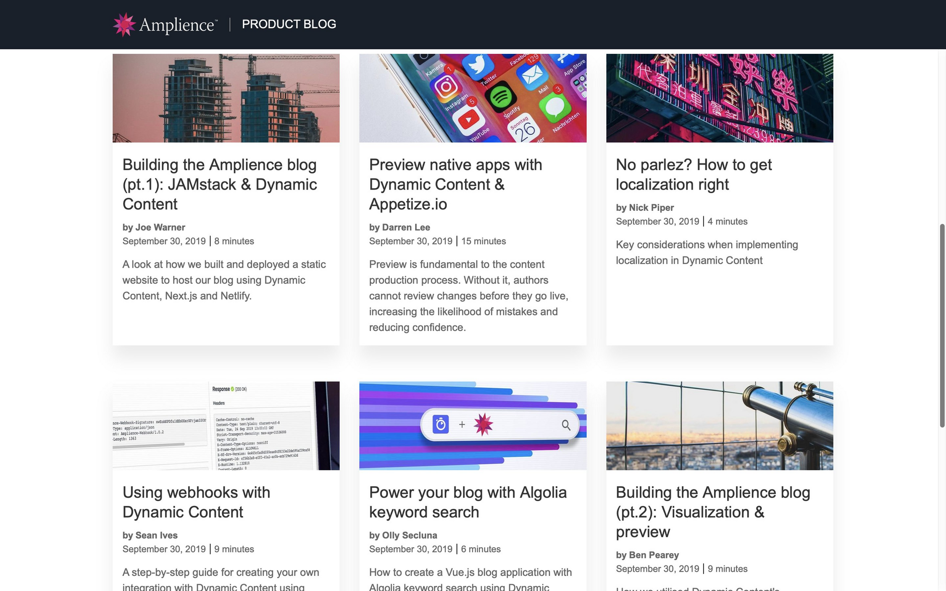 The Amplience product blog provides a mixture of developer and practitioner content from the product and engineering teams