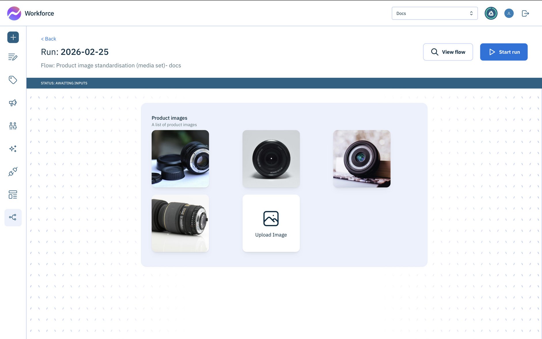 Uploaded images ready to be standardized