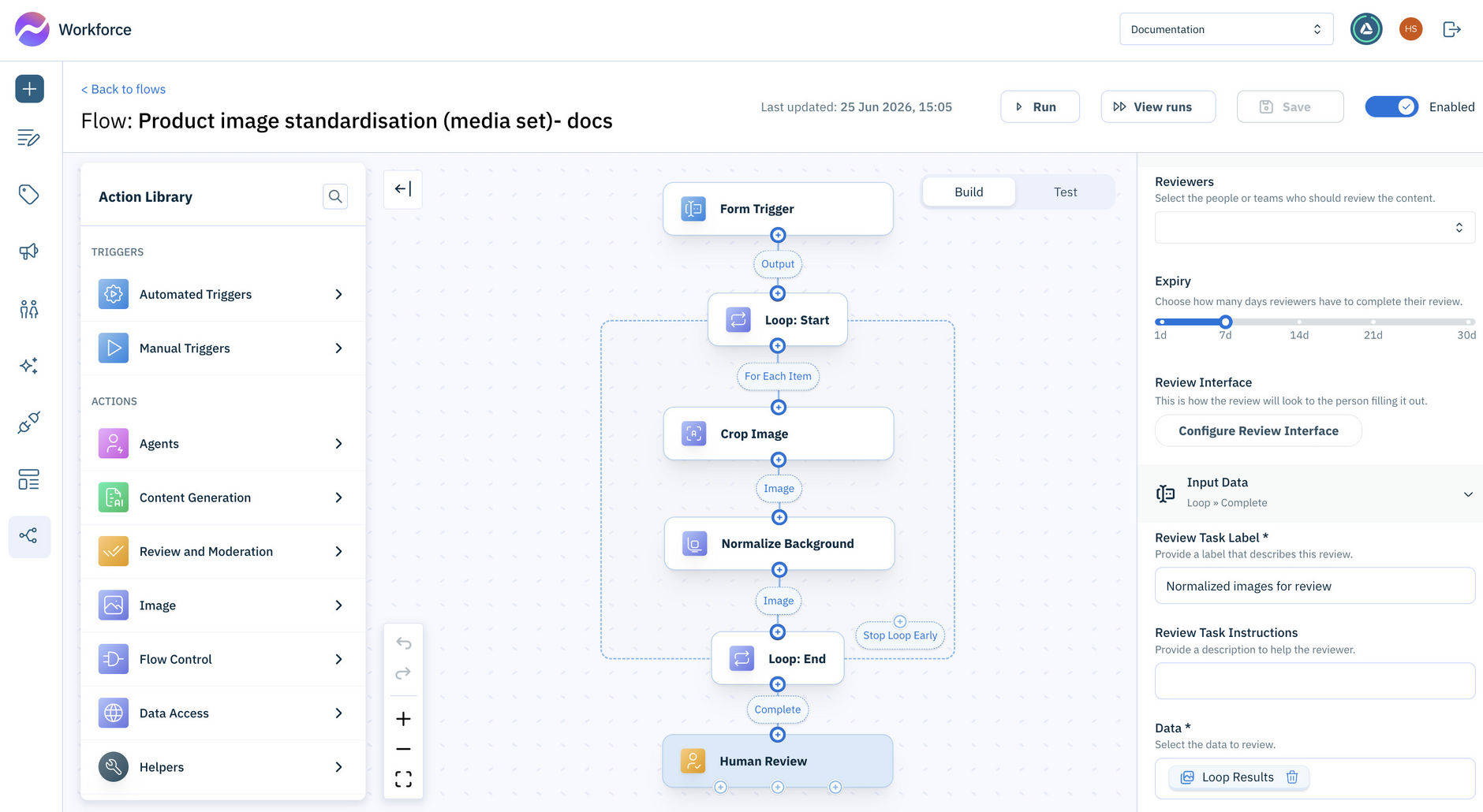 Add the human review action used to the flow