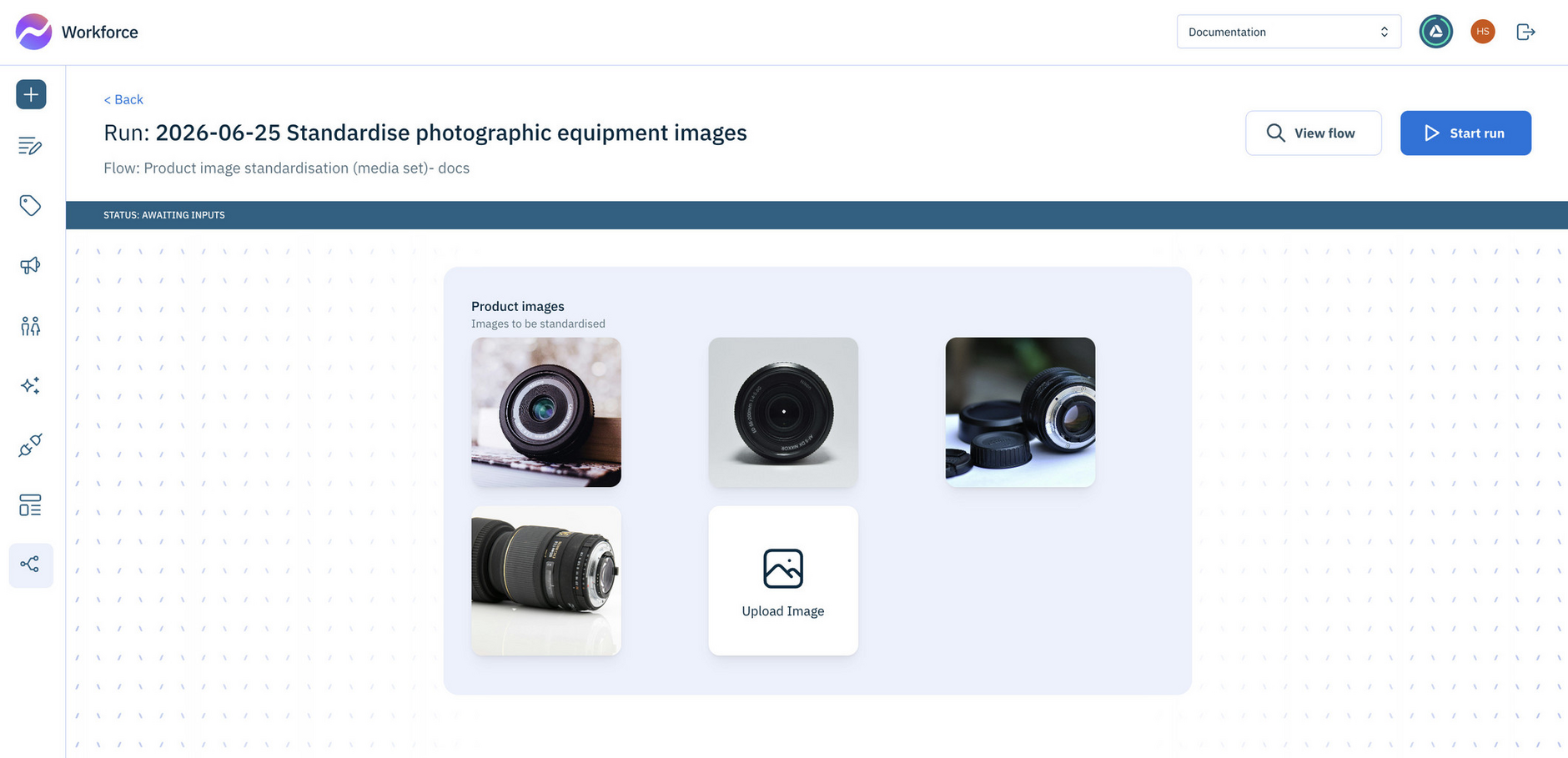 Uploaded images ready to be standardized