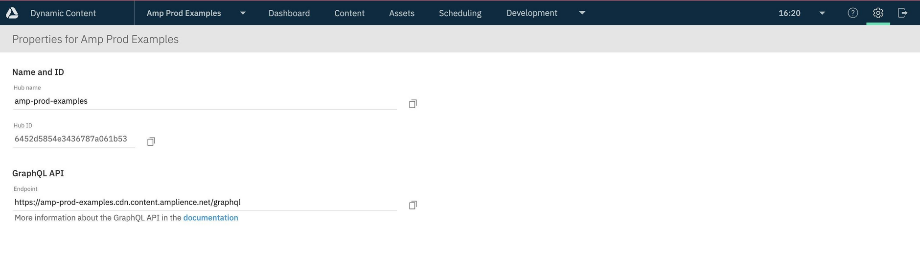 The properties tab can be found in the settings of your Dynamic Content dashboard.