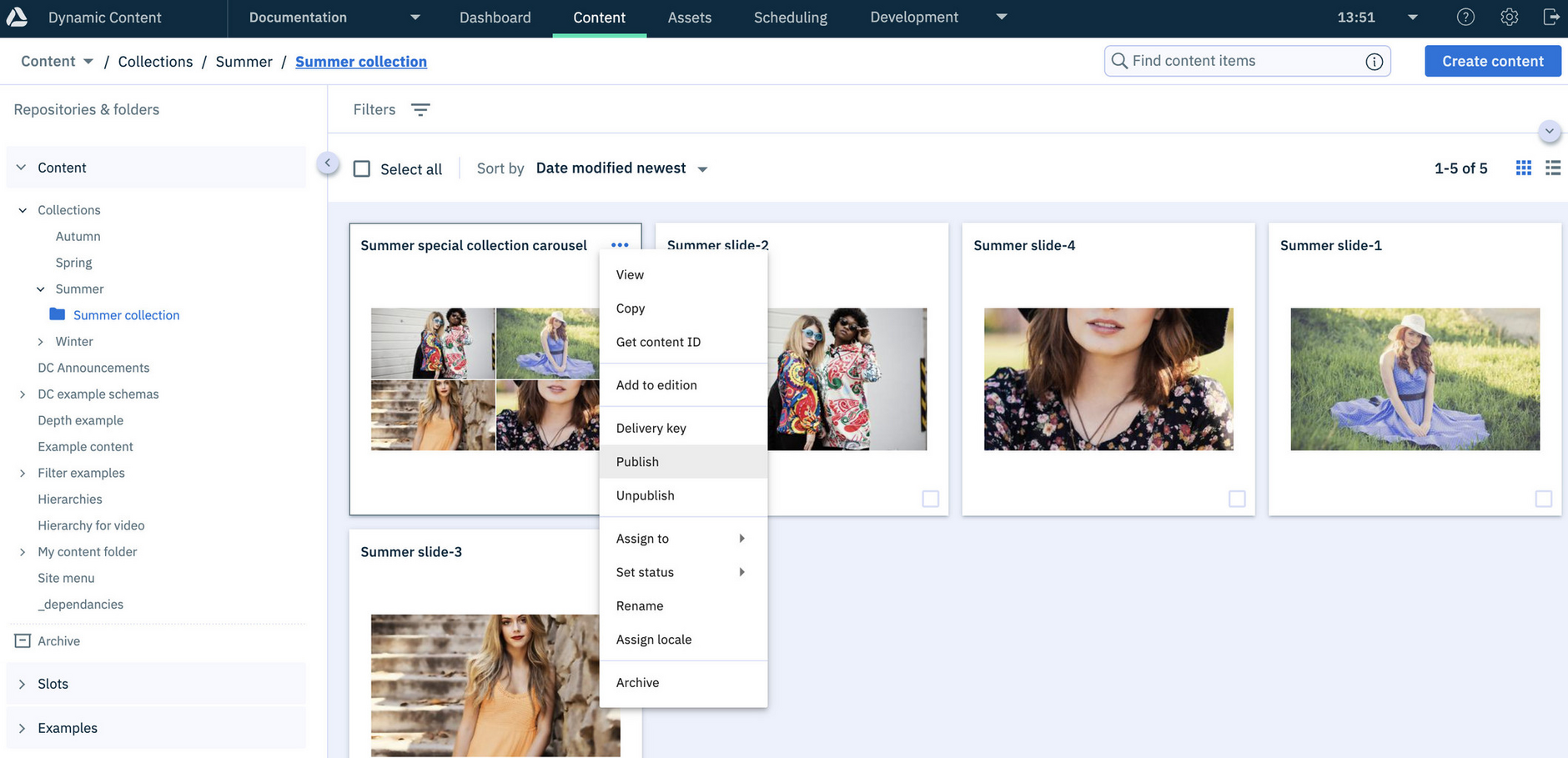 Choosing to publish a carousel