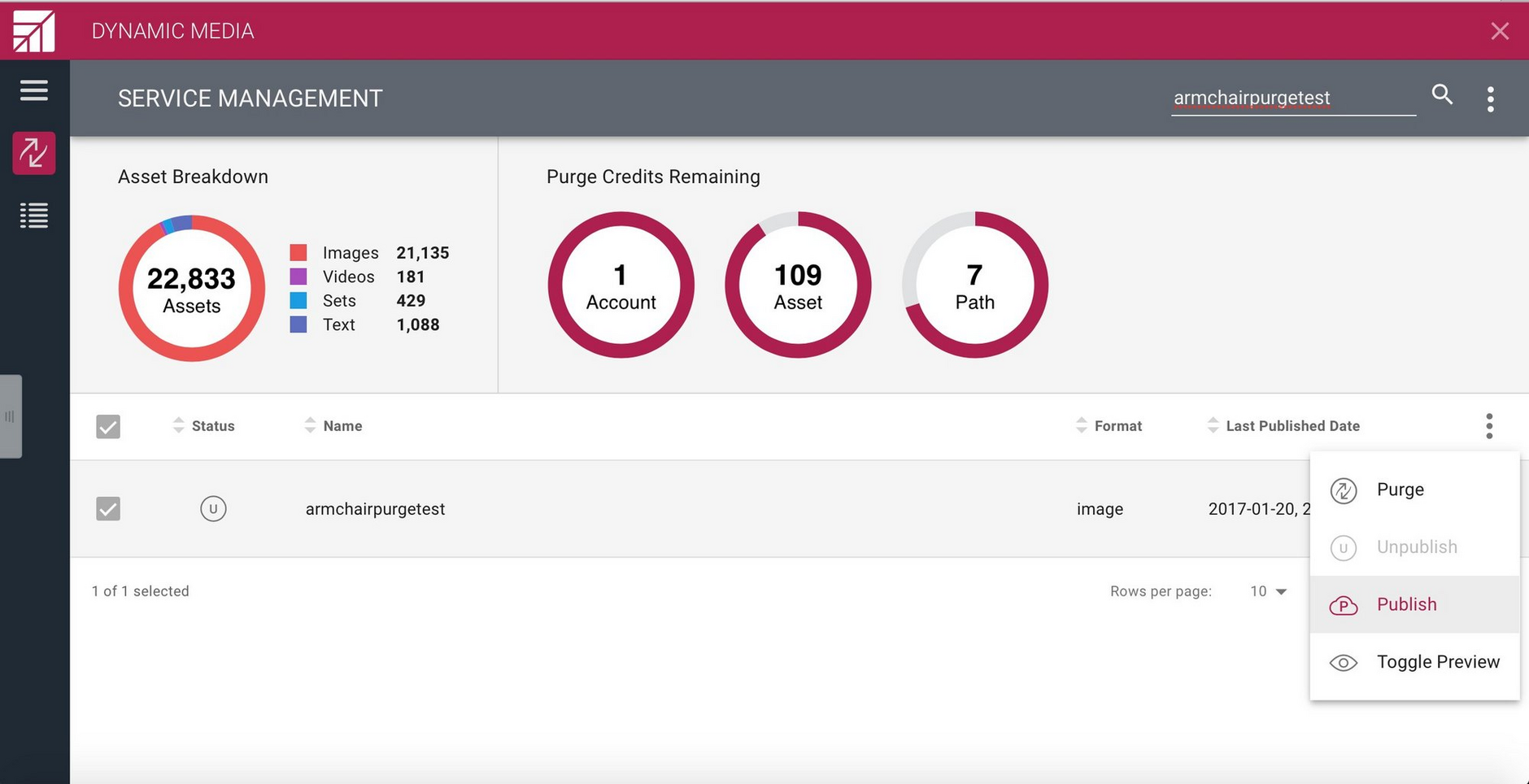 Publishing an asset works in the same way as publishing it from Content Hub.