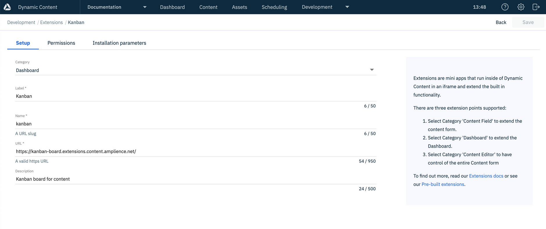 Registering a dashboard extension