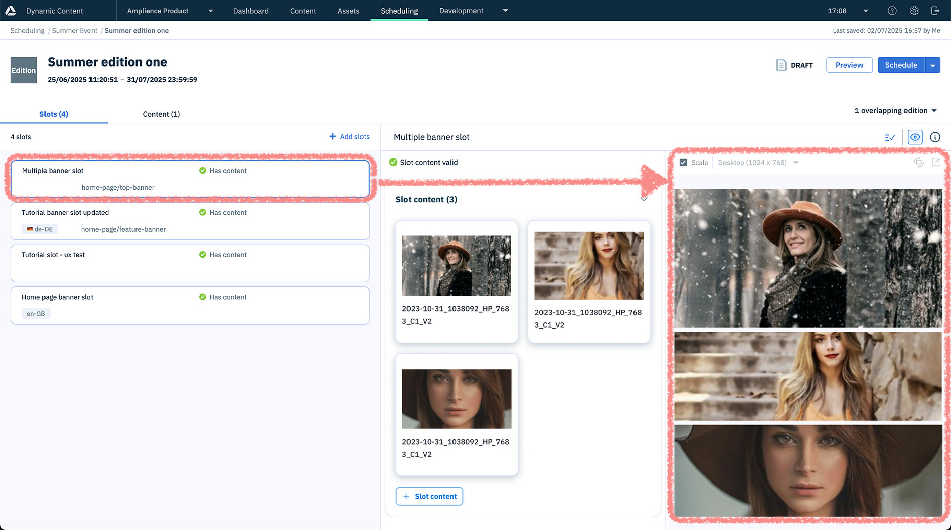 Visualize slot from edition page