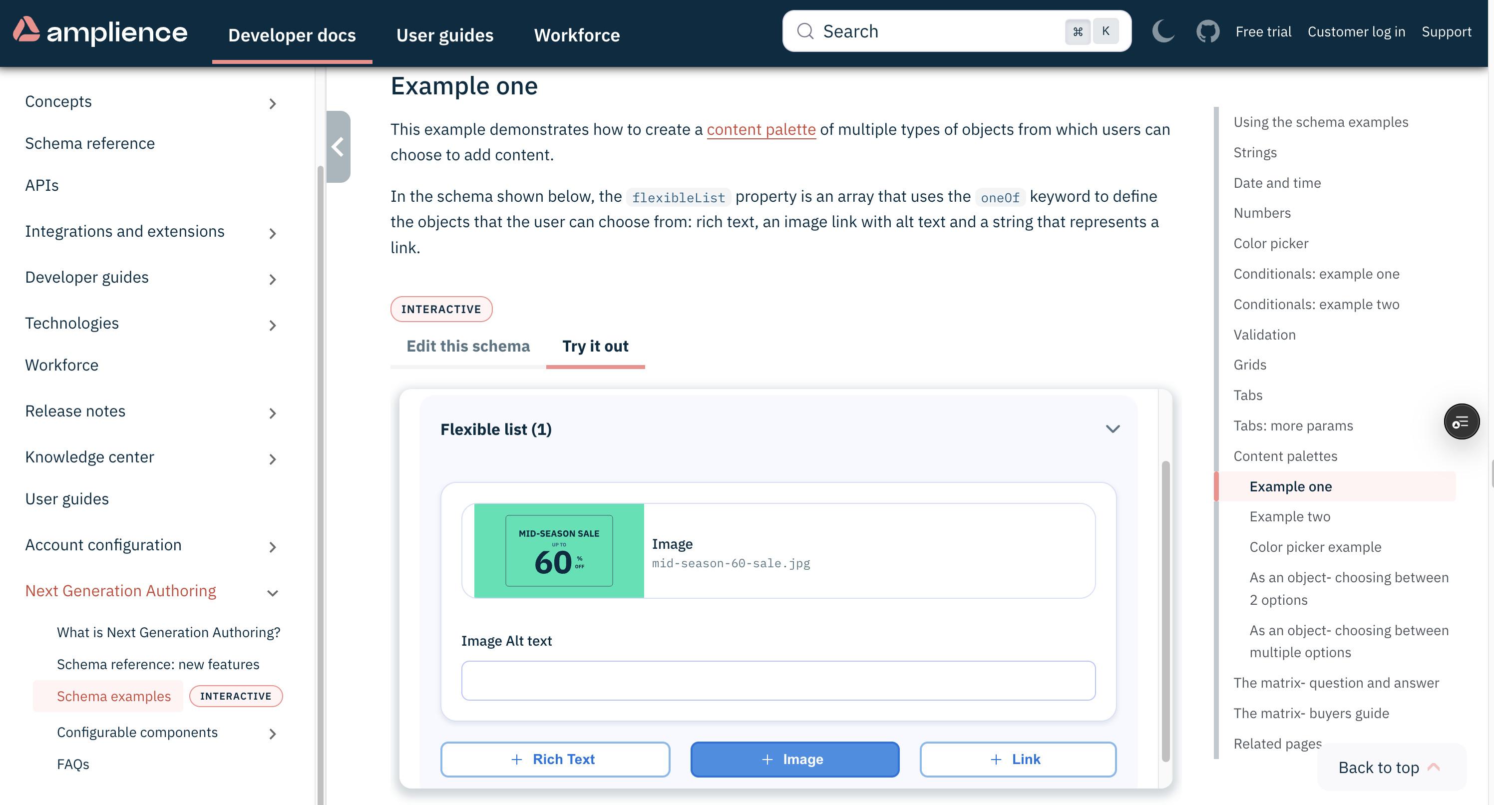 Example interactive documentation page- form view