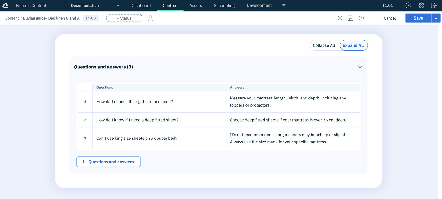 Multiple questions and answers