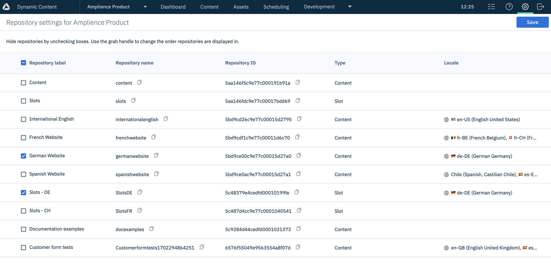 Dynamic Content library with the drag control highlighted