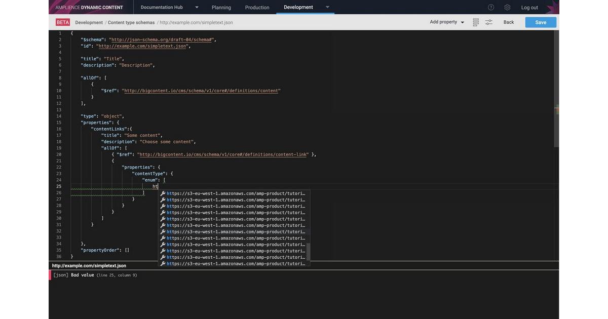 Schema editor enhancements | Amplience Documentation