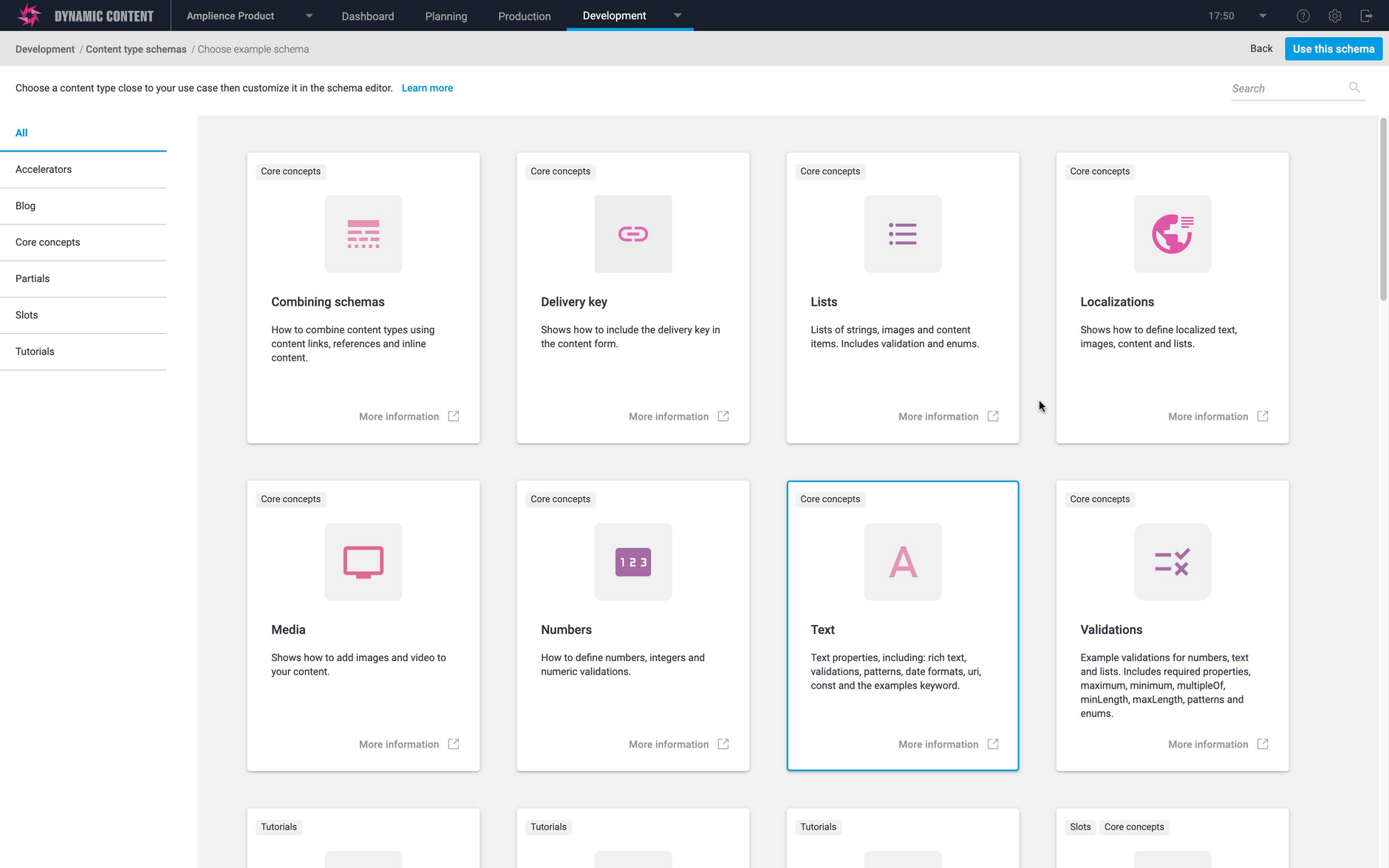 The content type schema example