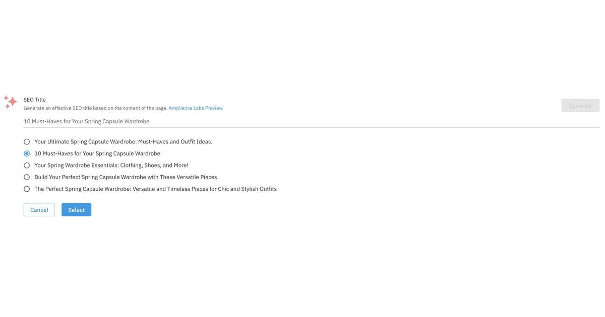 SEO Assistant | Amplience Documentation