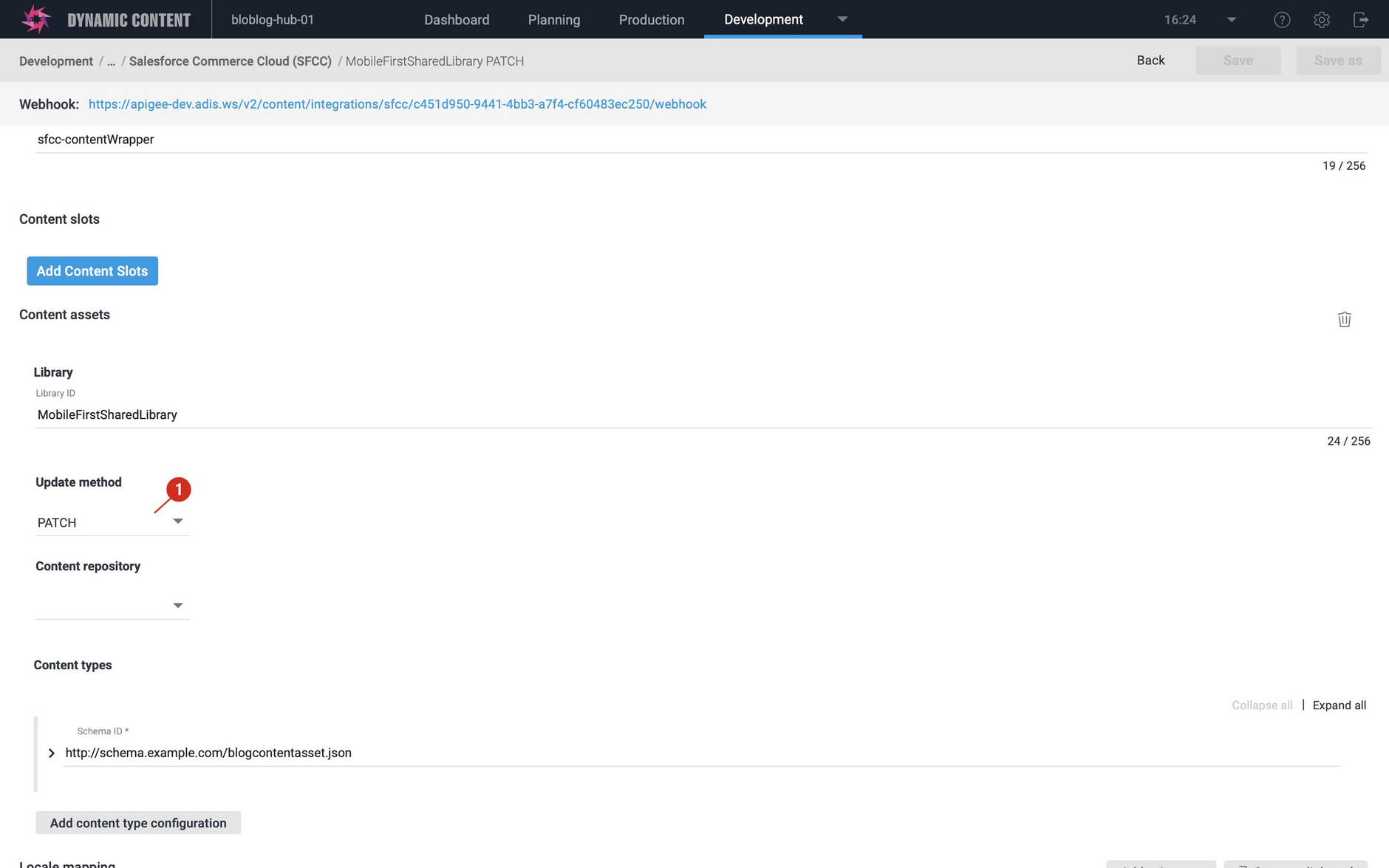 Choosing the update method for a Dynamic Content SFCC content asset integration