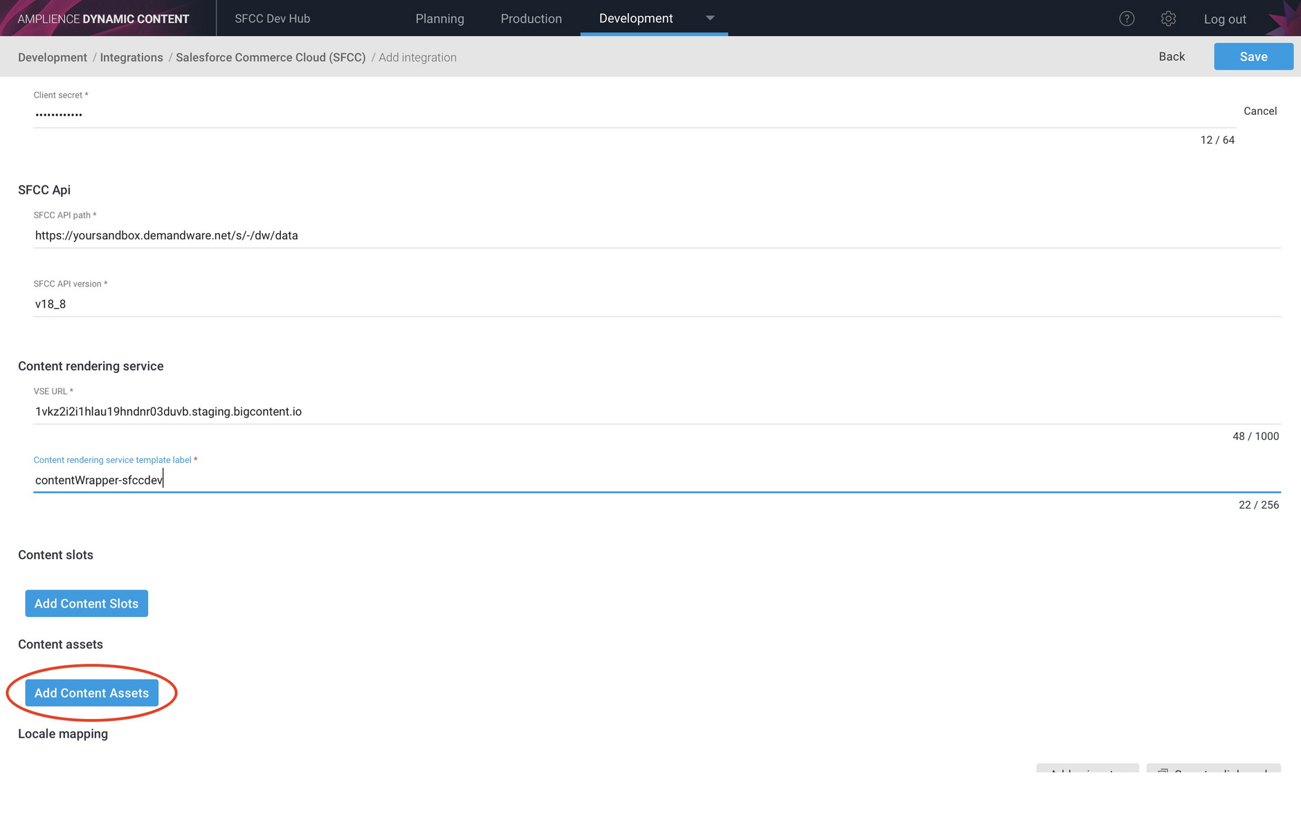 Adding a content asset integration