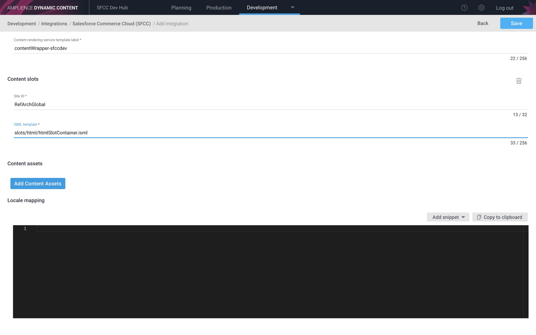 Setting up the siteid and ISML template for a content slot integration