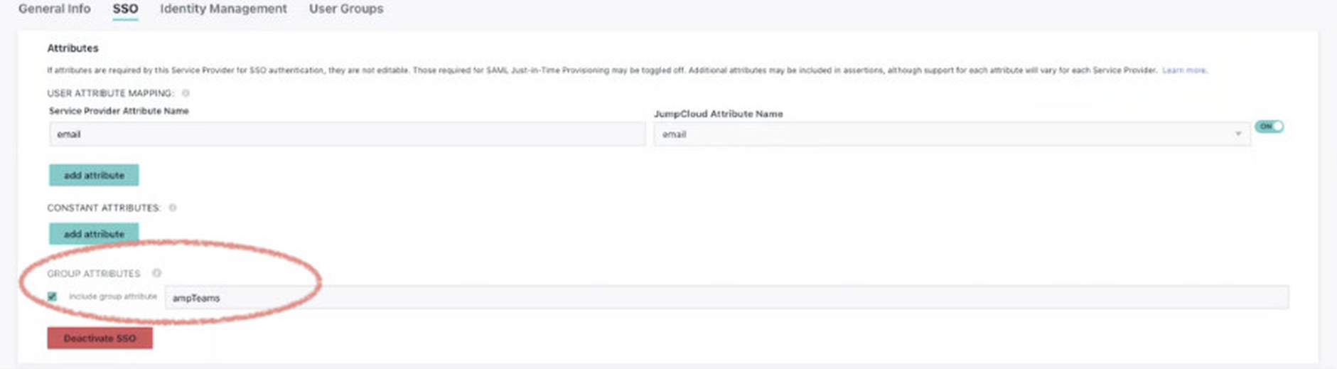Adding the ampTeam group attribute