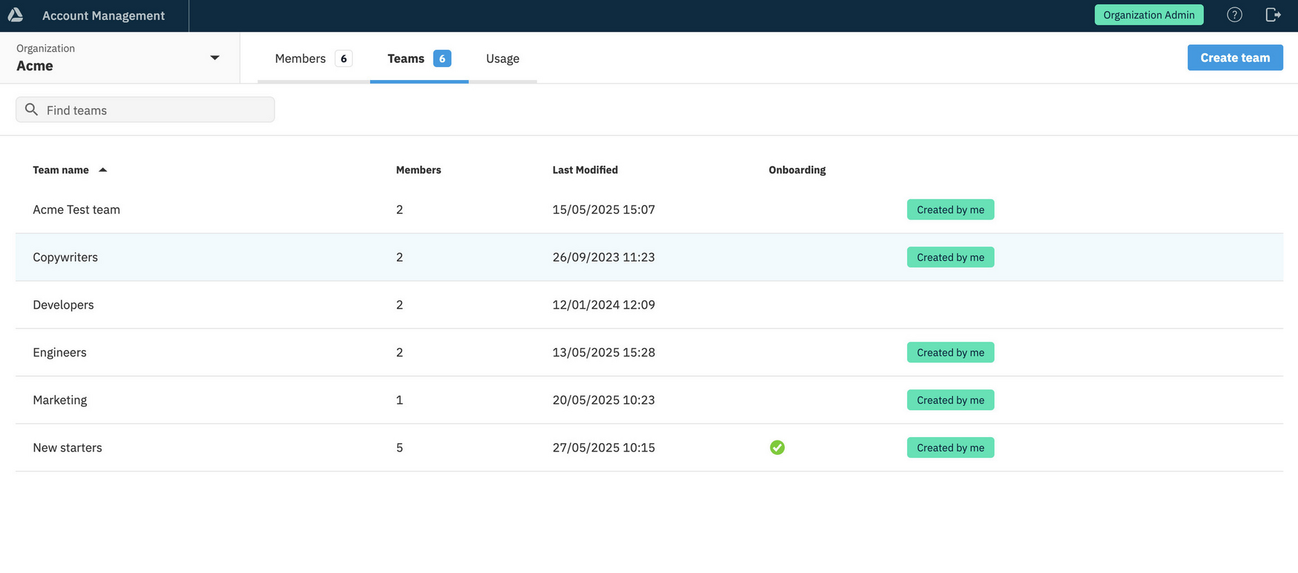 Adding the ampTeam group attribute