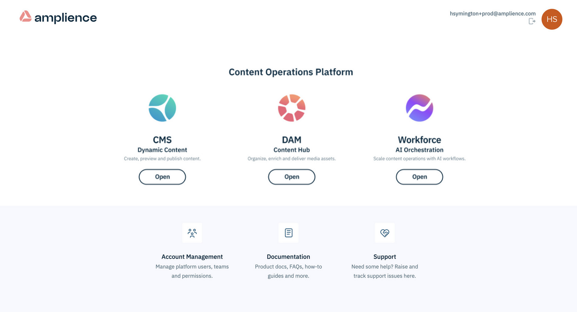 The Amplience Content Operations Platform landing page