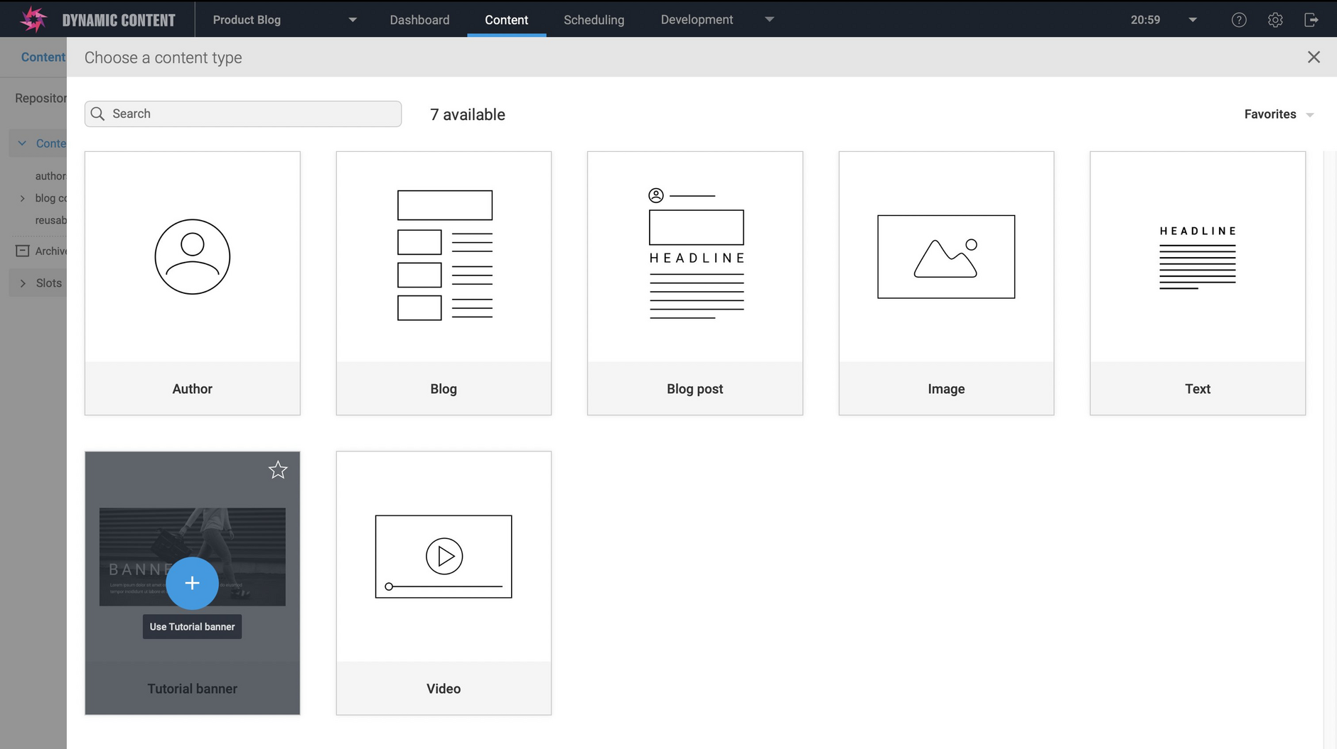 Choosing a content type with which to create content