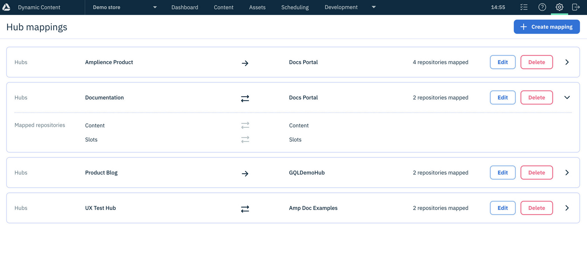 Dynamic Content mappings window showing some sync mappings