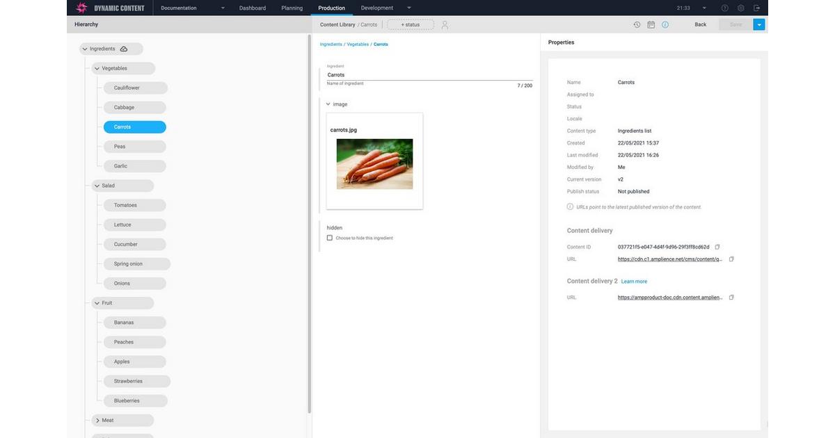 Ingredients hierarchy example | Amplience Documentation