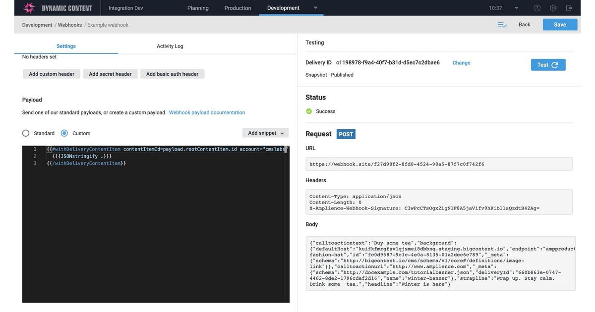 Testing and debugging | Amplience Documentation