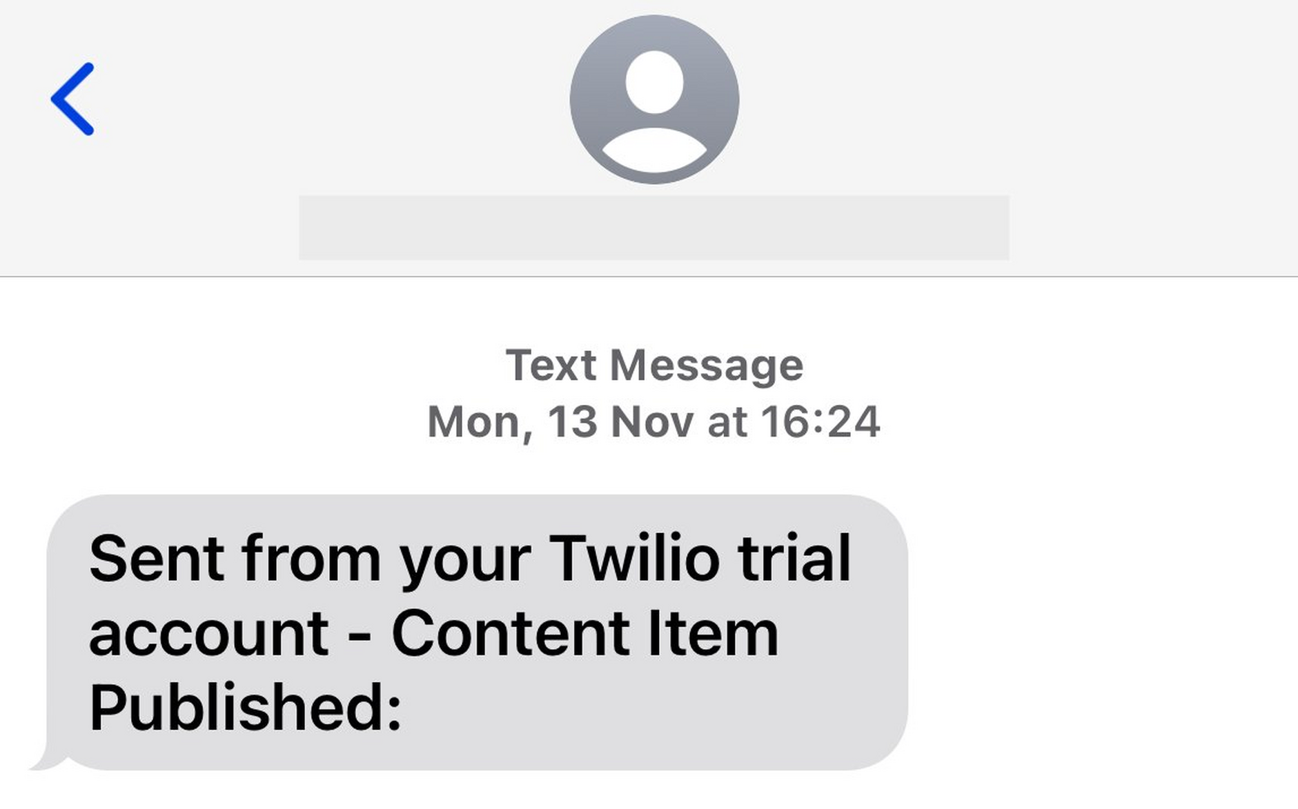 We have received our SMS message from Twilio