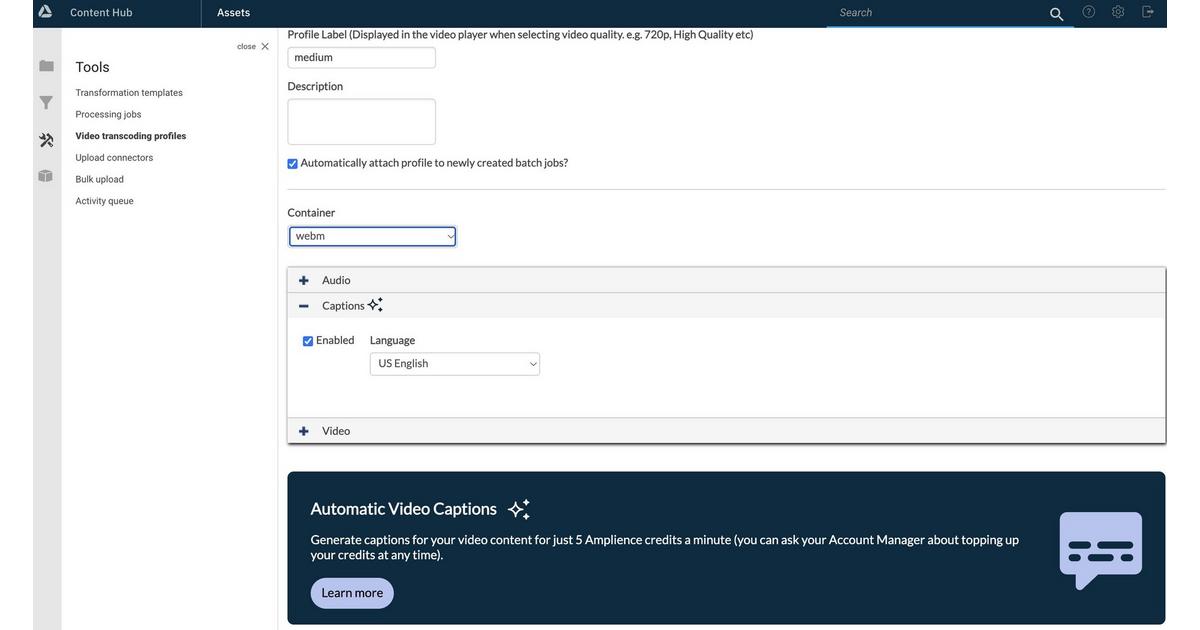Automatic video captions | Amplience Documentation