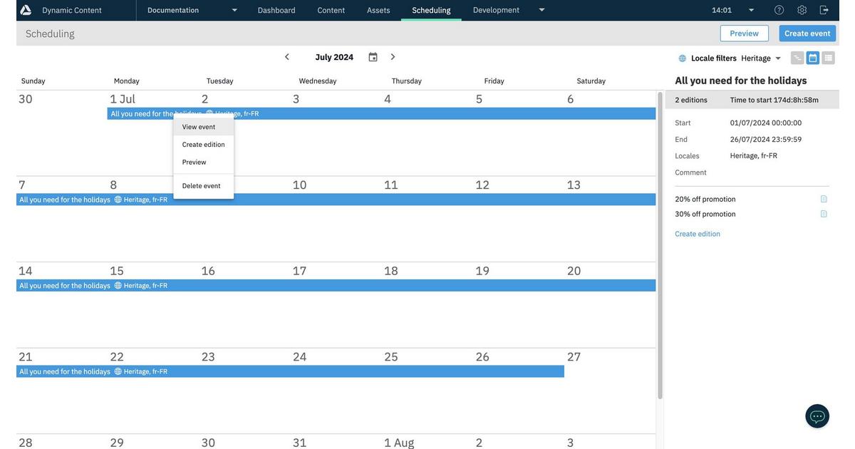 Viewing and editing events and editions | Amplience Documentation