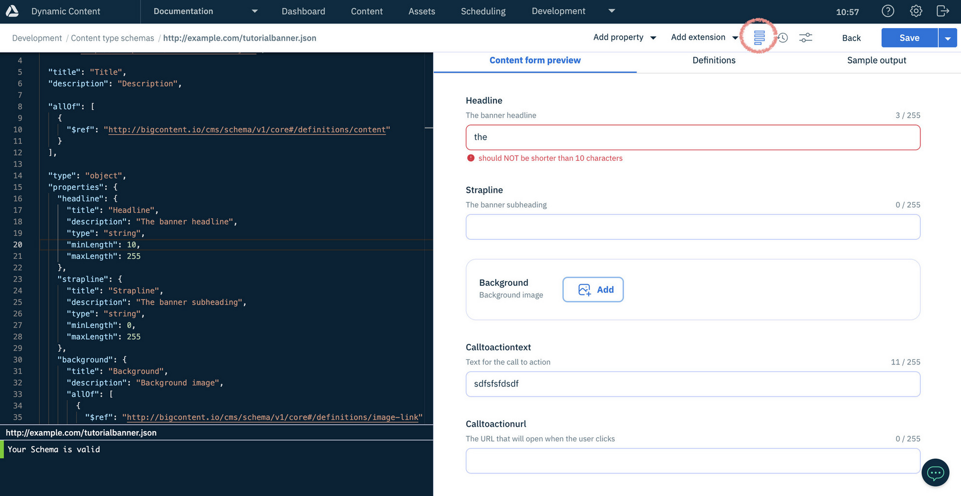 You can view how the content form will appear for users