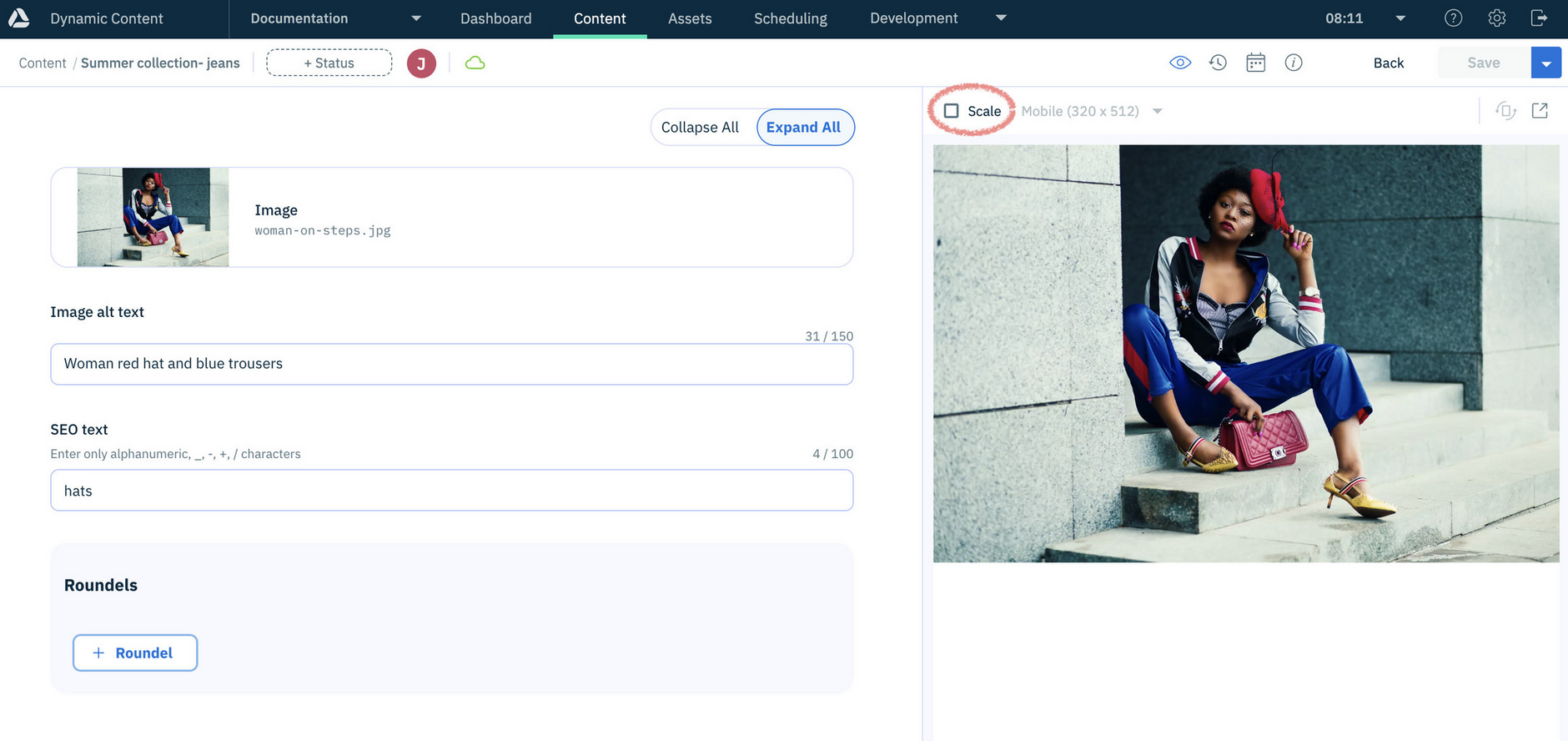 With scaling turned off, the content can fill the entire visualization window