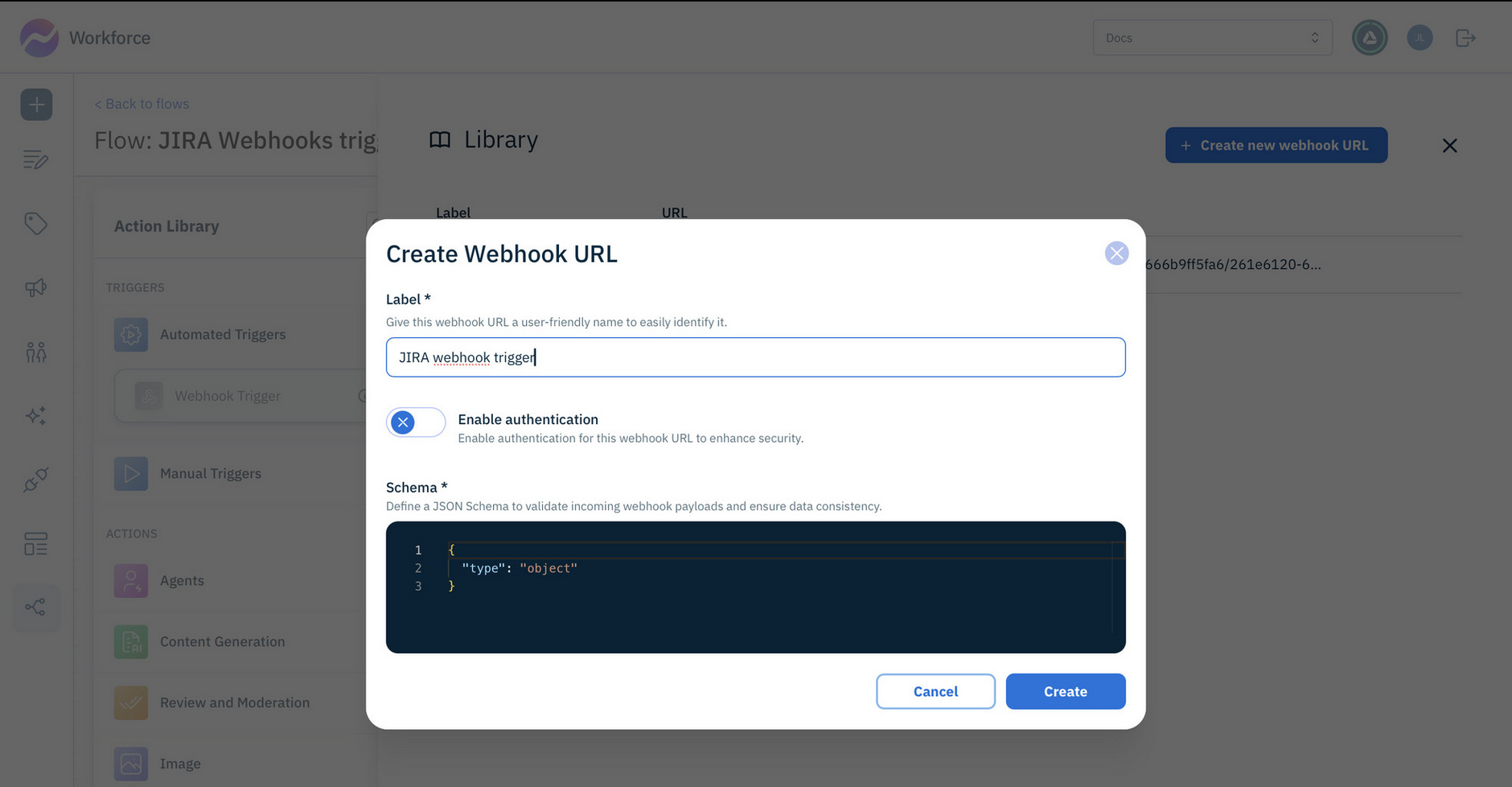 Creating the webhook URL